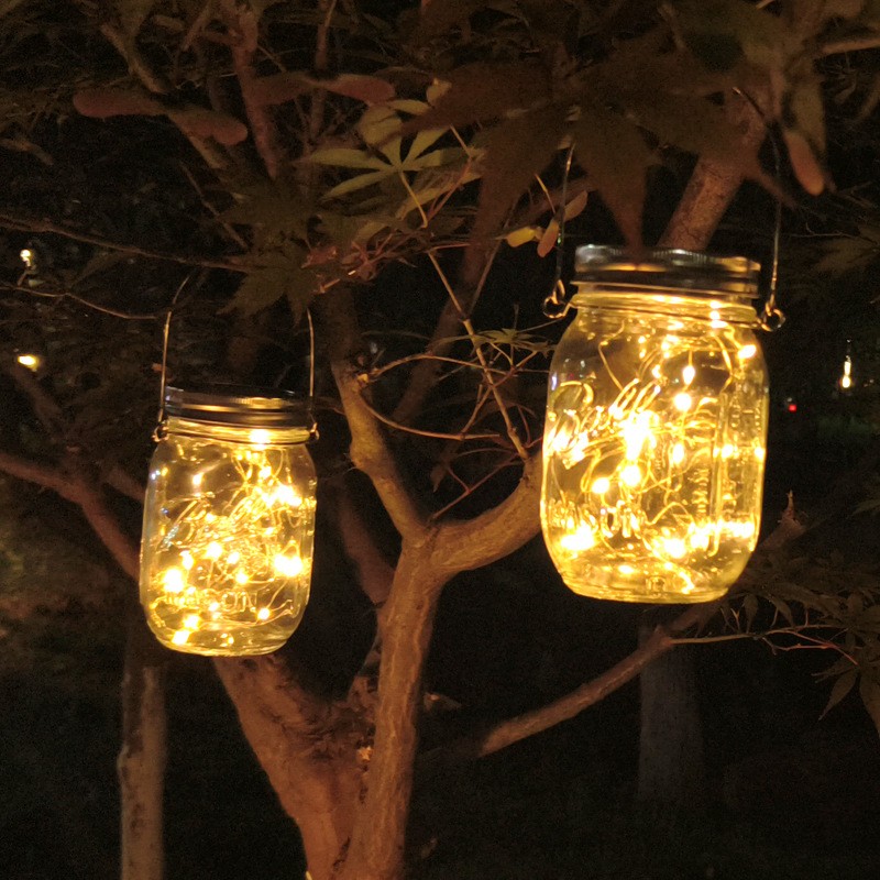 Luces de lata de tarro de masón de paisaje solar