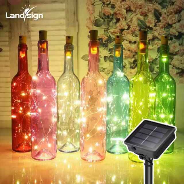 Luces solares impermeables para botella de vino