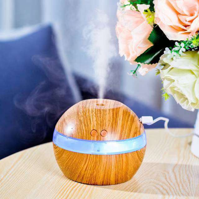 Humidificador de grano de madera con luz nocturna USB