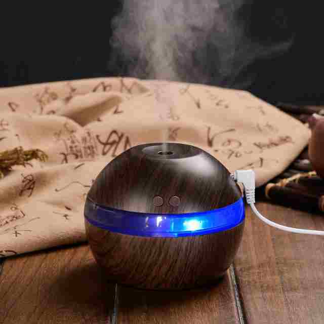 Mini humidificador USB de grano de madera