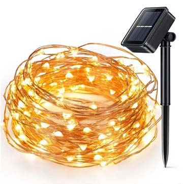 Luz de cadena de alambre de cobre de energía solar